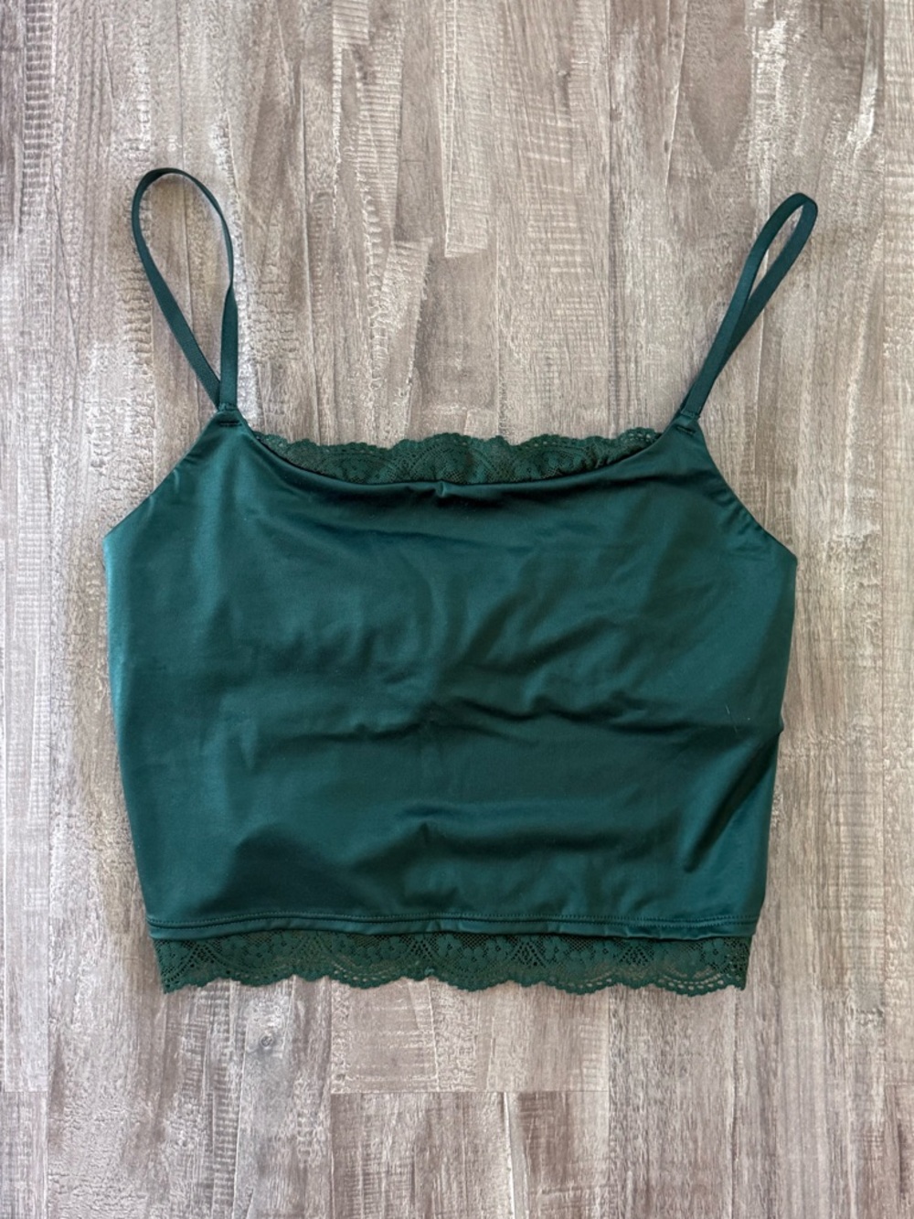 aerie Forest Green Lace Trim Cami